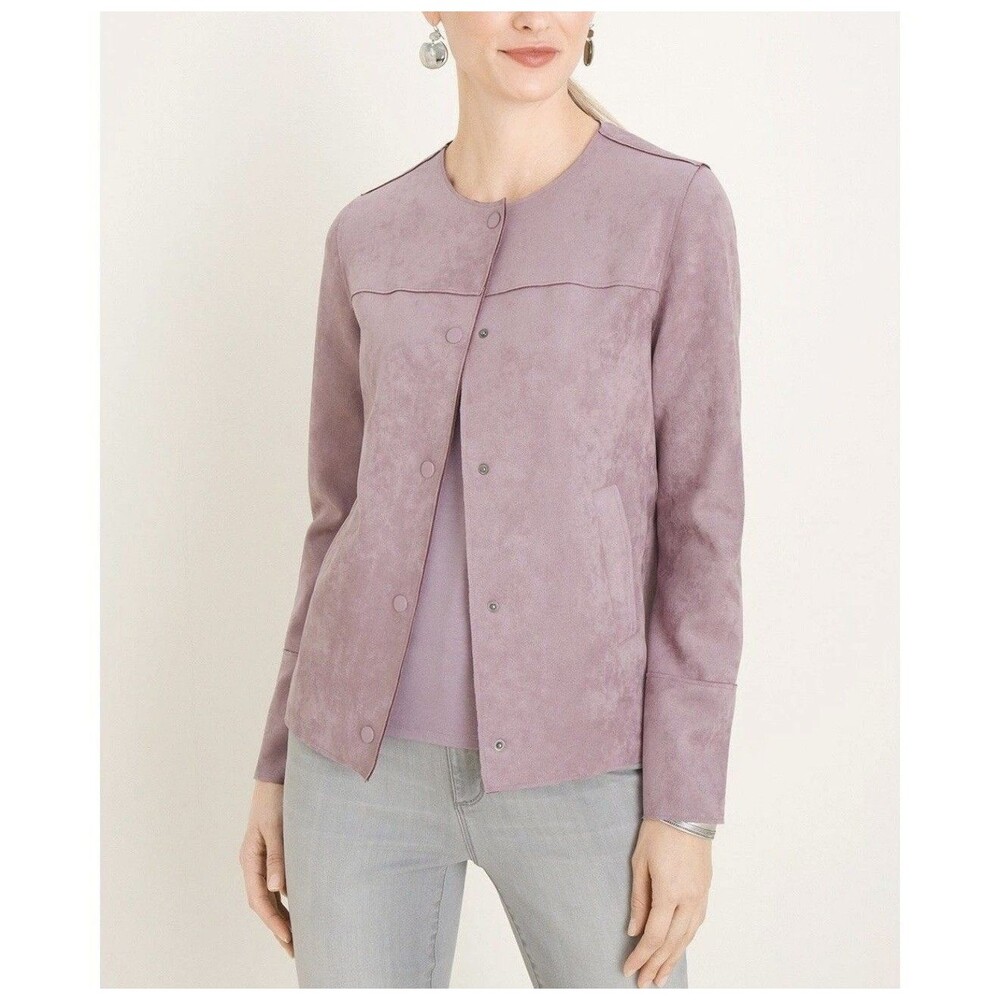 Chico's Boho Scuba Suede Jacket Travel Work Event Stylish Concert Party NWT 3